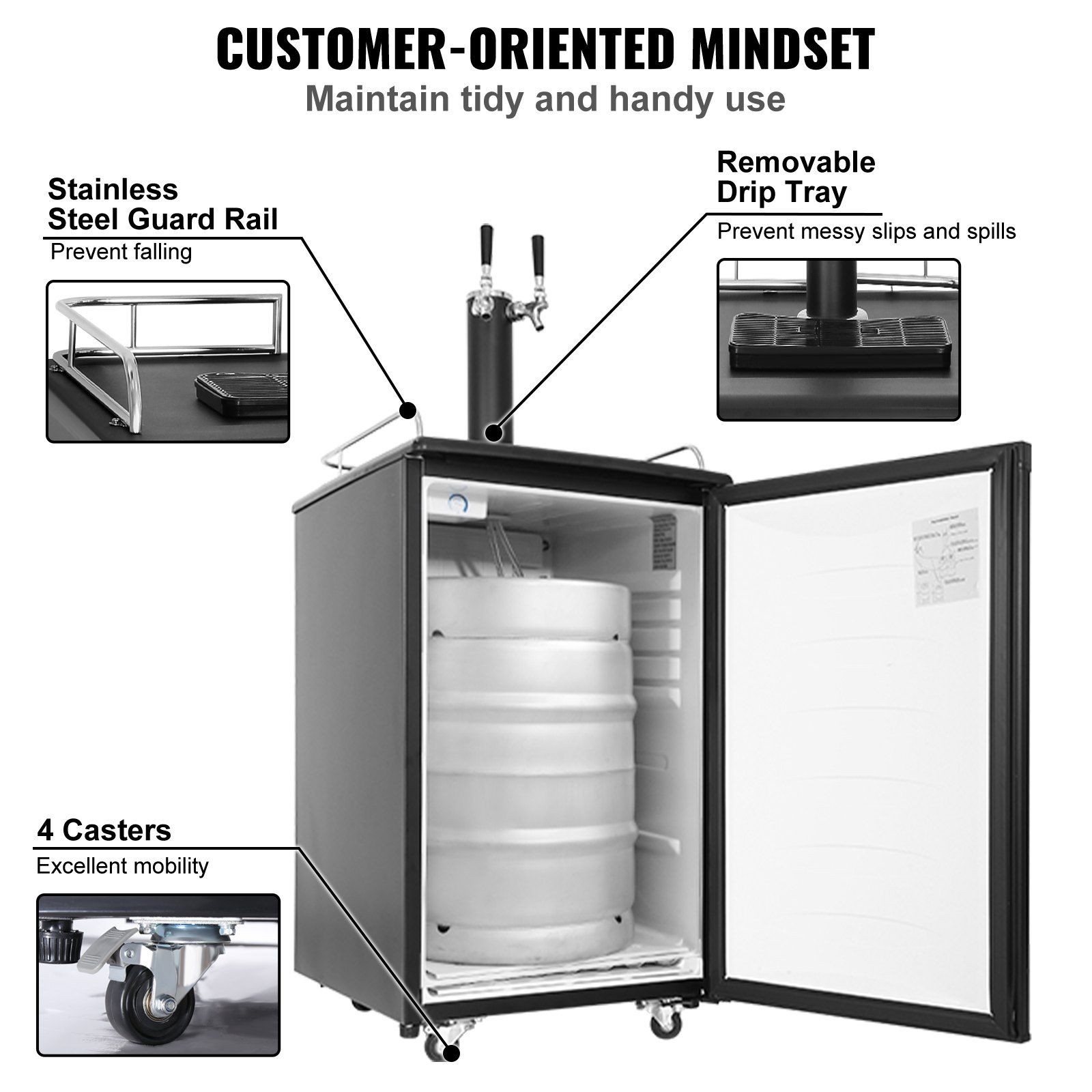 Integrated CO2 Beer Dispenser Dual Tap 32°F-50°F Operation