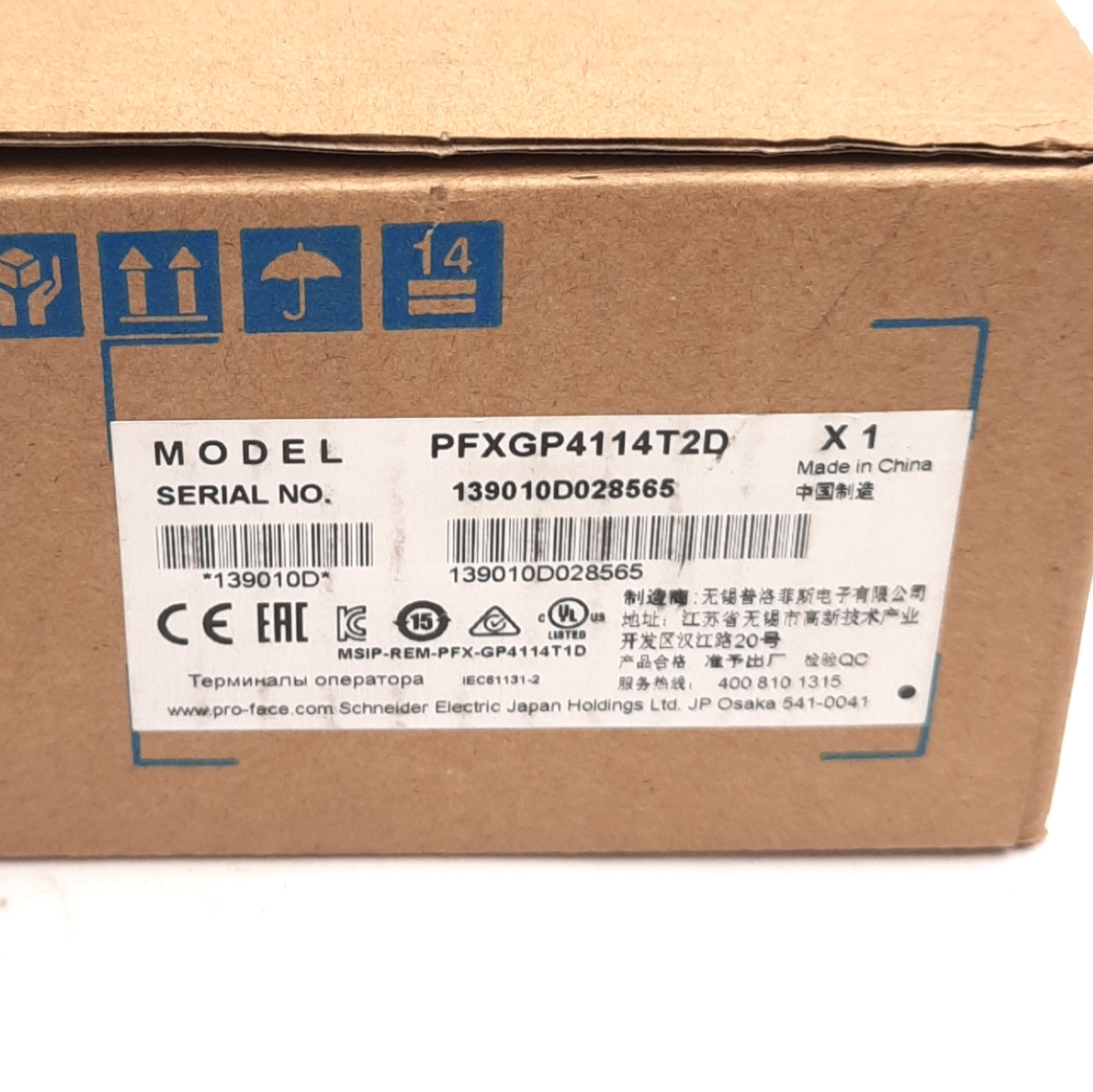 Schneider Electric PFXGP4114T2D ProFace HMI Panel 4.3In, Resistive Analog, 24VDC