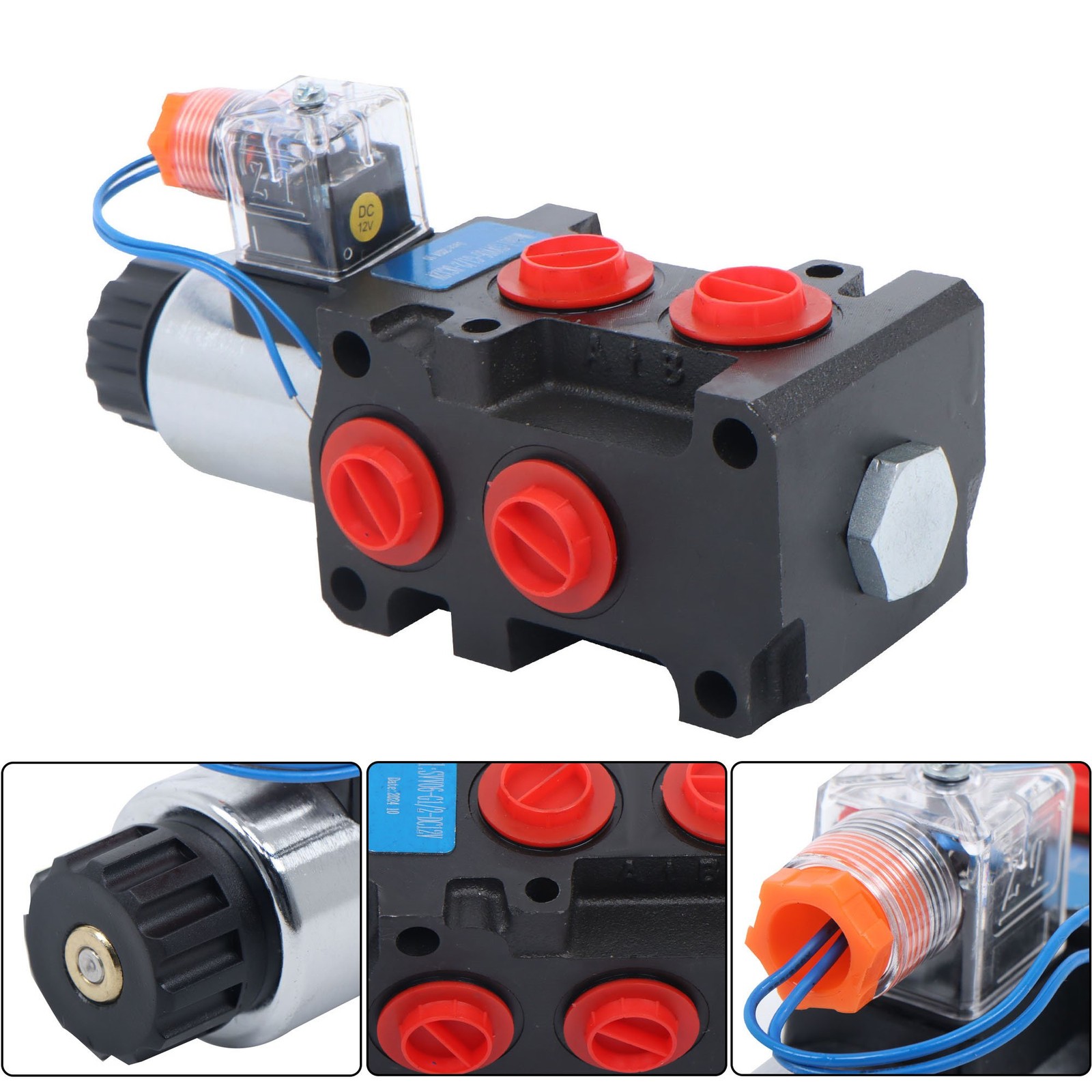 #10 SAE 6 Port 12V DC Hydraulic Solenoid Selector Diverter Valve 3Plug 13 GPM
