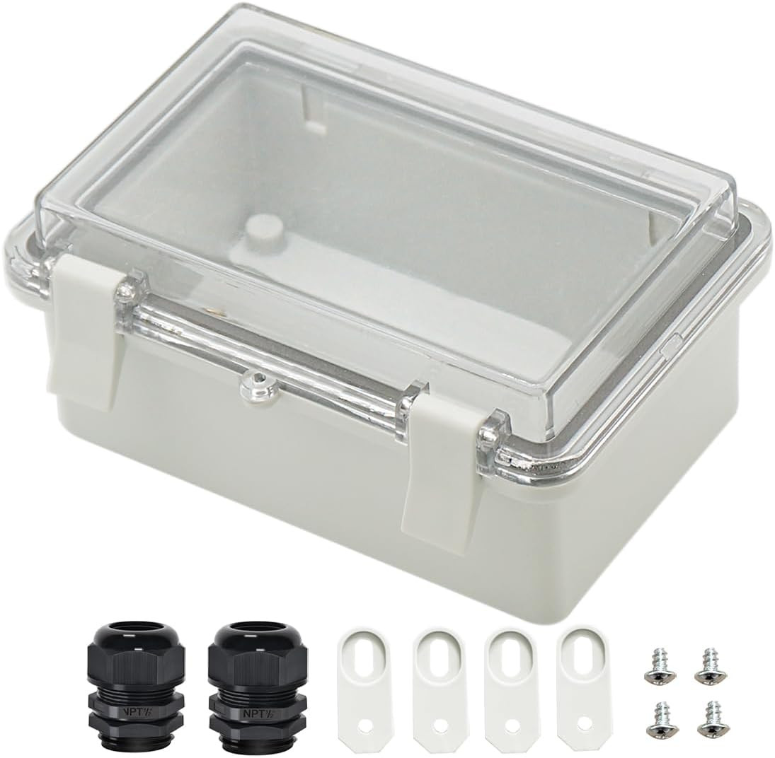 IP65 ABS Junction Box 5.9″ x 3.9″ x 2.8″ Waterproof Enclosure Clear Lid