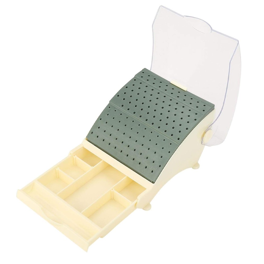 142 Holes Dental Bur Holder Disinfection Box, Bur Block Organizer with Cover NEW