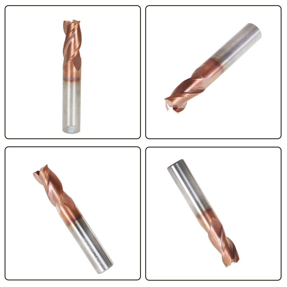 1/2″ 3 Flute 37° Helix Carbide End Mill For Aluminum – Square End – ZRN Coated