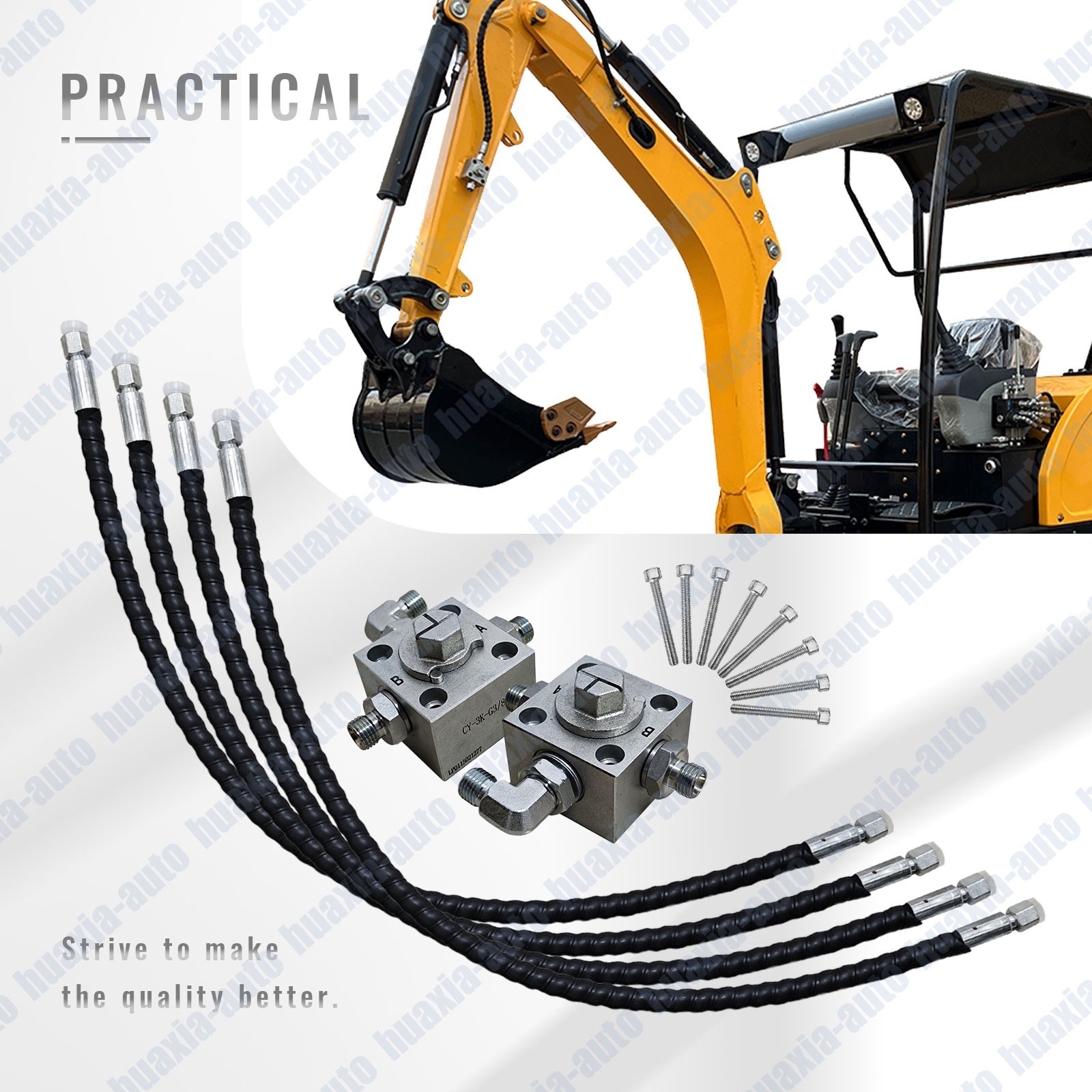 2 Three Way Diverter Valves Excavator for 1-2 ton Chinese Mini Excavator