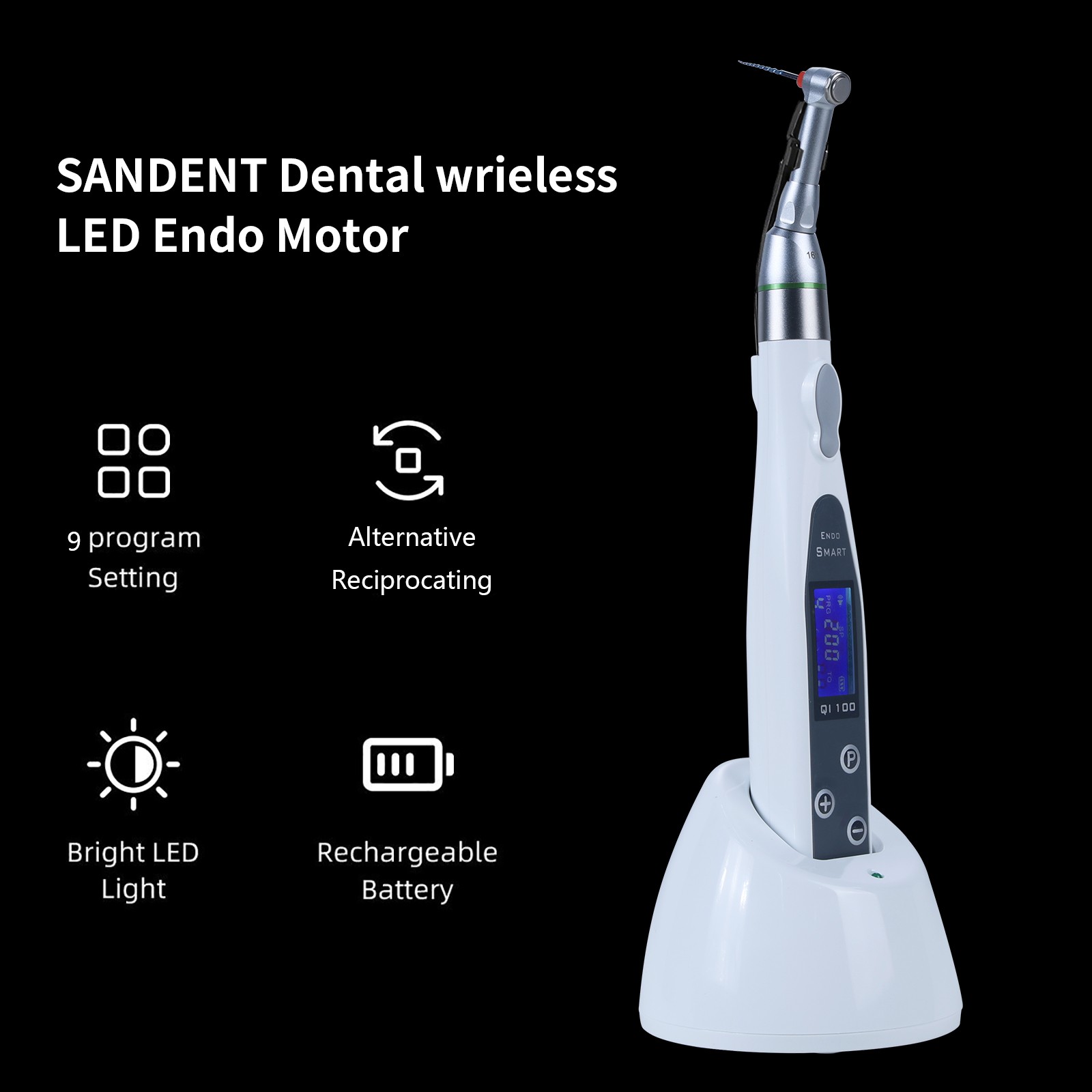 Dental Wireless LED 16:1 Endo Motor Root Canal Treatment / Contra Angle Head