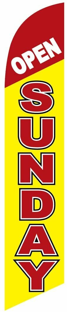 Open Sunday Feather Banner Swooper Flag -No Wind Required- Replacement FLAG ONLY