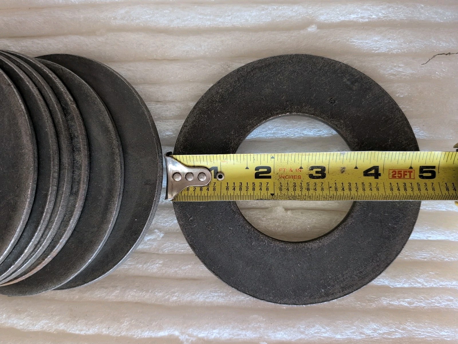 Lot Of 10 – 4.75″ OD, 2.25″ ID. Galvanized Steel Flat Washers. Ea washer Is 11oz