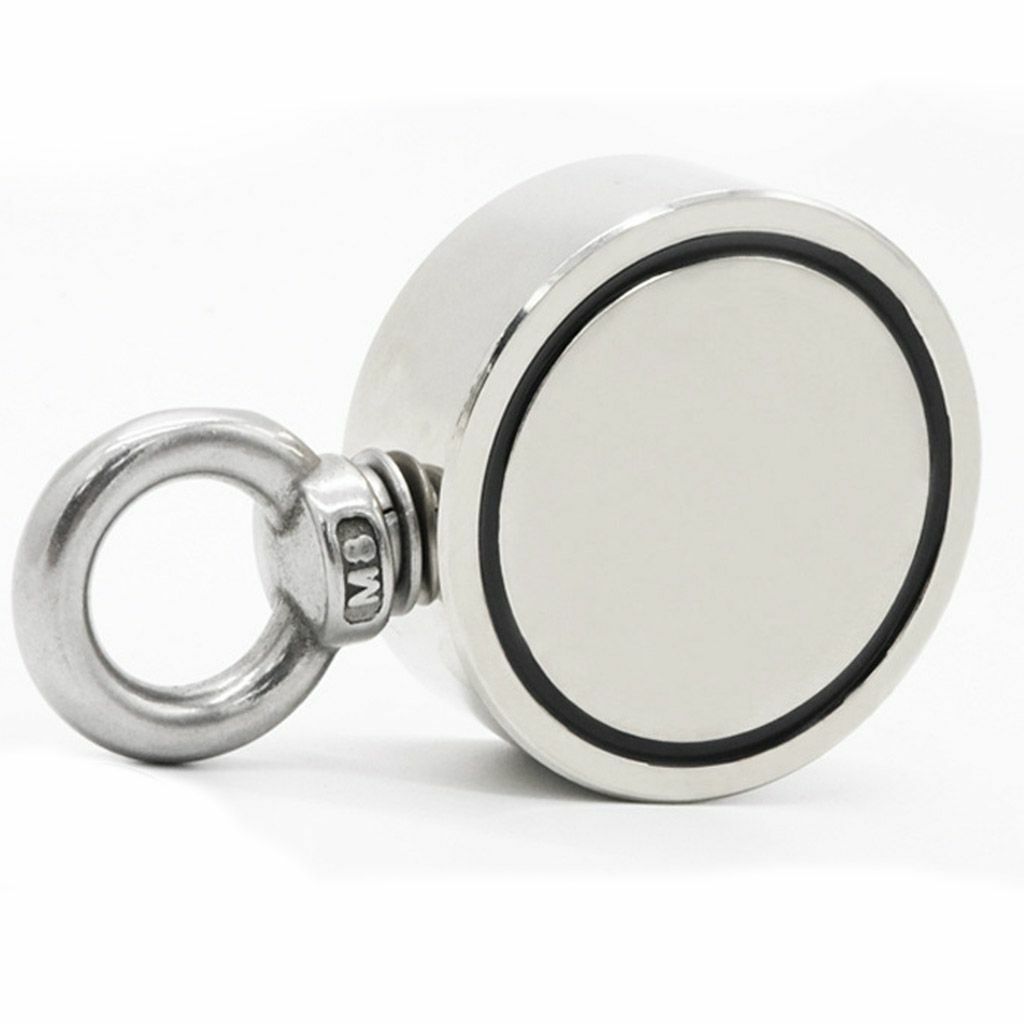 500LBS Round Double Sided Super Strong Neodymium Fishing Magnets with Rope Pull