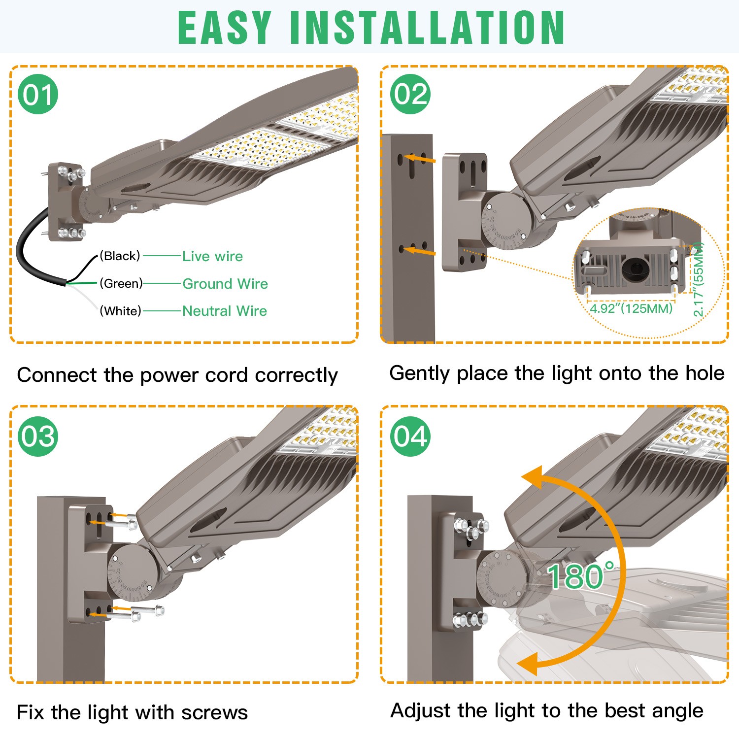 320W LED Parking Lot Light Fixtures Commercial Shoebox Pole Lights 5000K 33600LM