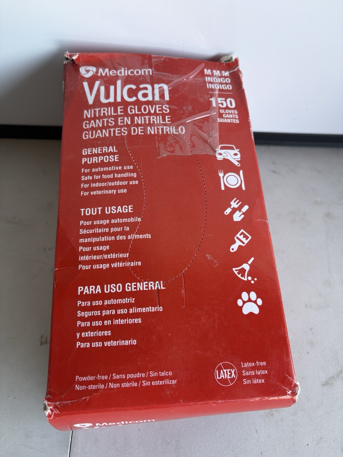 Medicom Vulcan Nitrile Gloves General Purpose, Medium, 140 Gloves Indigo