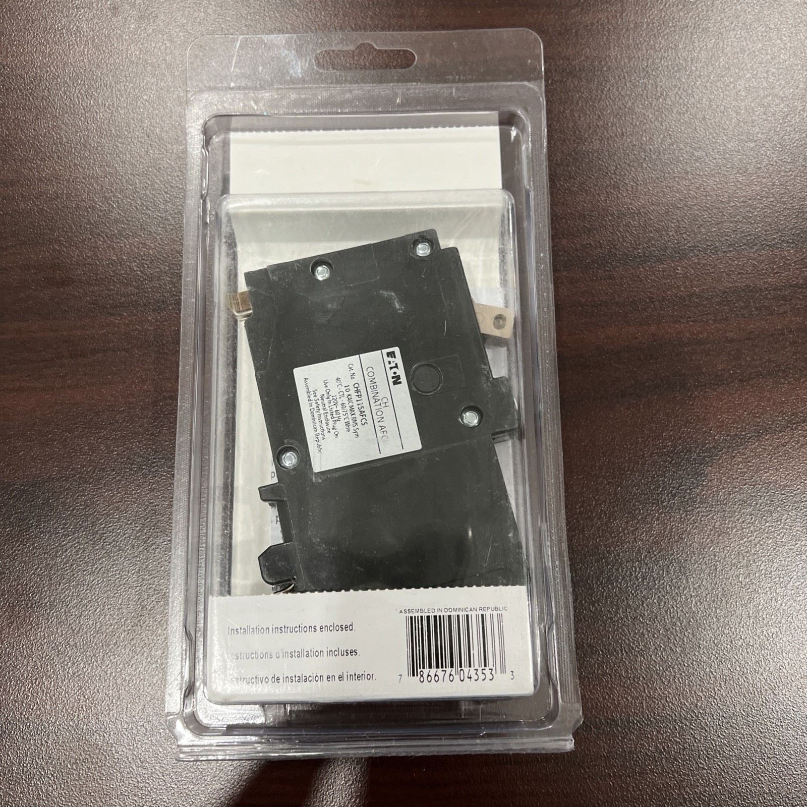 Eaton Arc Fault Circuit Breaker 15 Amps CHFP115AFCS