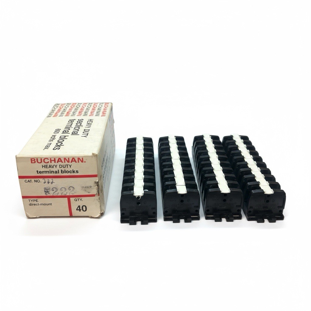BUCHANAN 222 BU HEAVY DUTY BOX Of 40 600 VOLT SERIES 200 TERMINAL BLOCKS . NIB