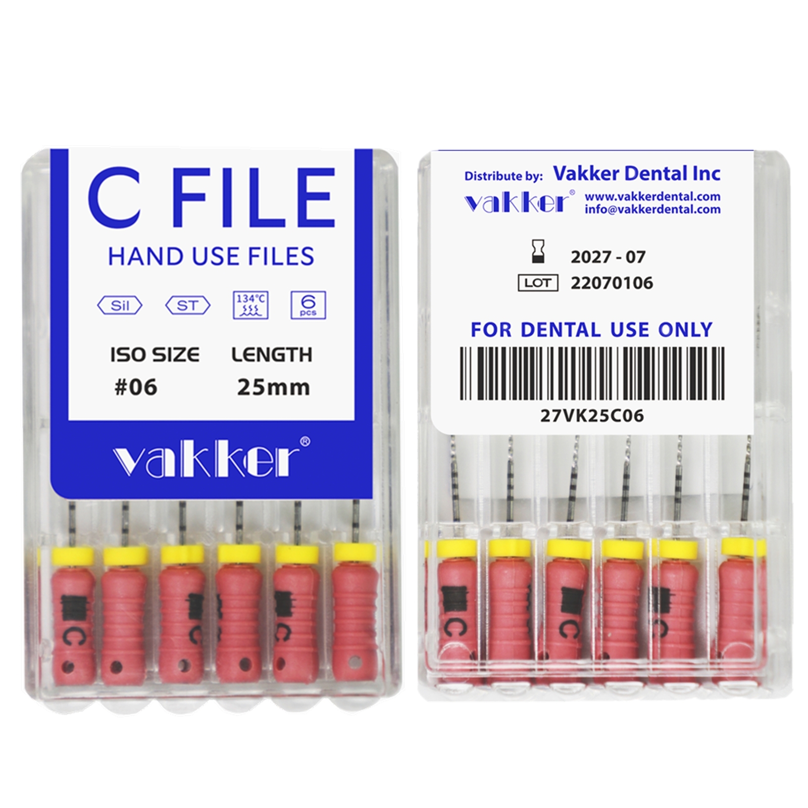 21/25mm 6pc/pk C-FILES Dental Endo Root Canal Files Stainless Steel Hand Use