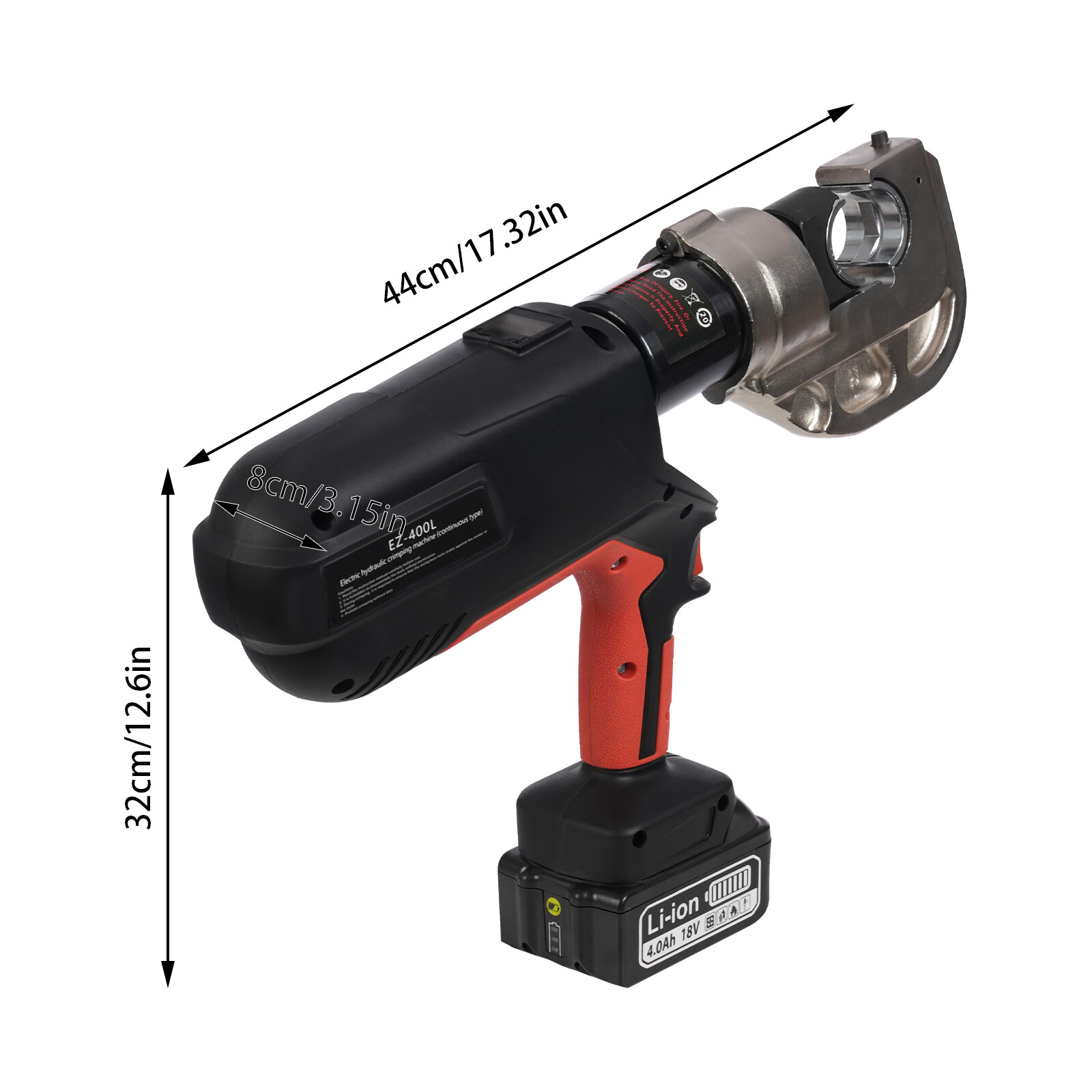 Rechargeable Electric Hydraulic Plier Crimping Tool 16-400mm² Crimper 18V 12Dies