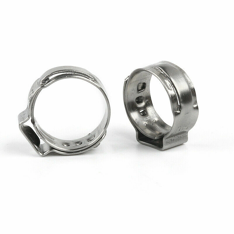 100PCS Assortment Hose Clamps Kit Stainless Steel Ear Cinch Ring Crimp Pinch Set