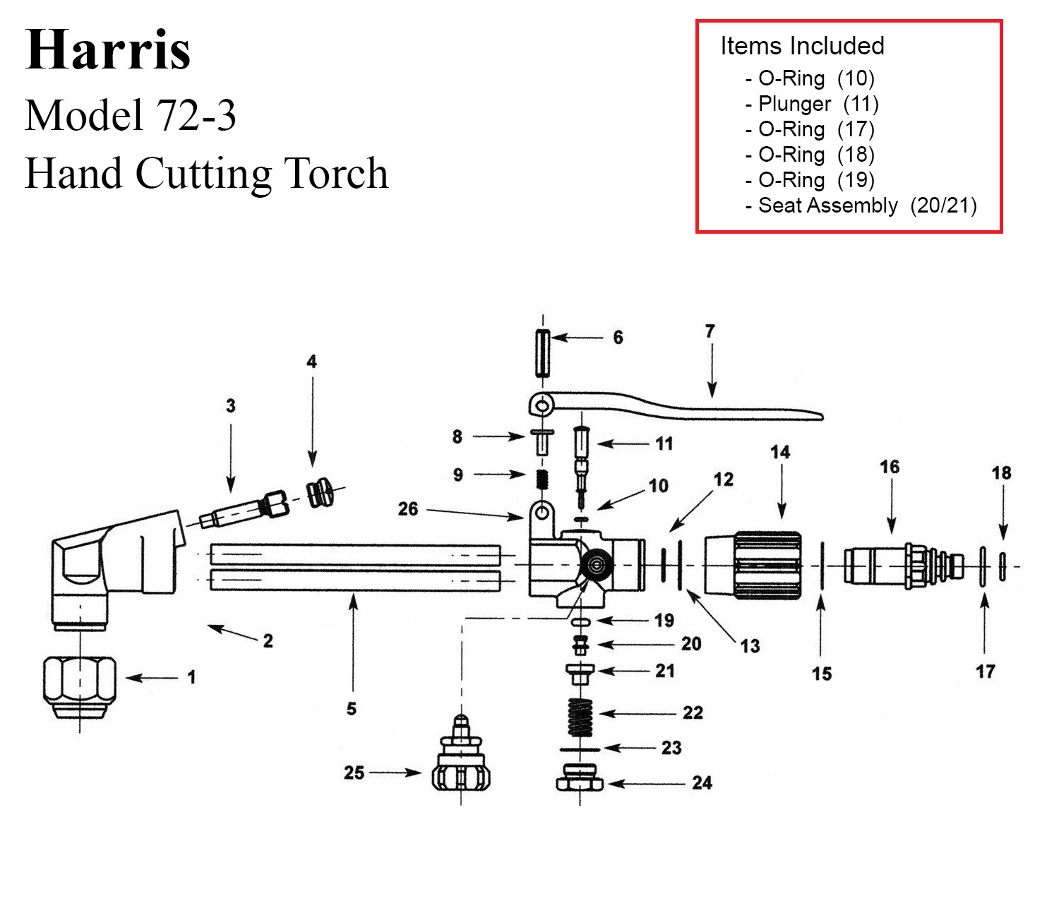 Harris Model 72-3 & 72-3A Cutting Torch Rebuild/Repair Parts Kit