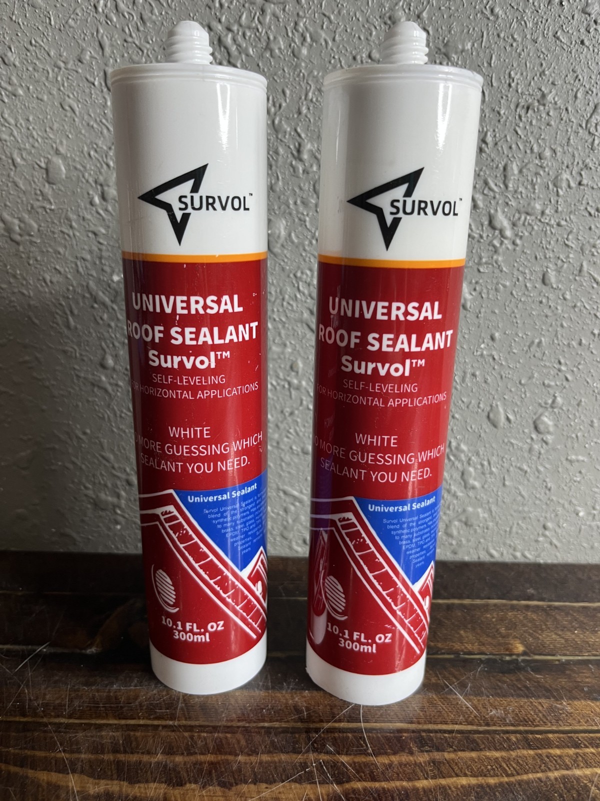 Survol Universal Roof Sealant 10.1oz White Self-Leveling 2-Pack Exp 02/2026