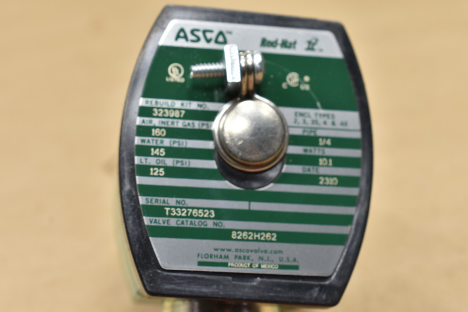 Asco Red Hat 8262H262, MP-C-080, 238610-032-D, 110/50 FT, 120/60 Solenoid Valve