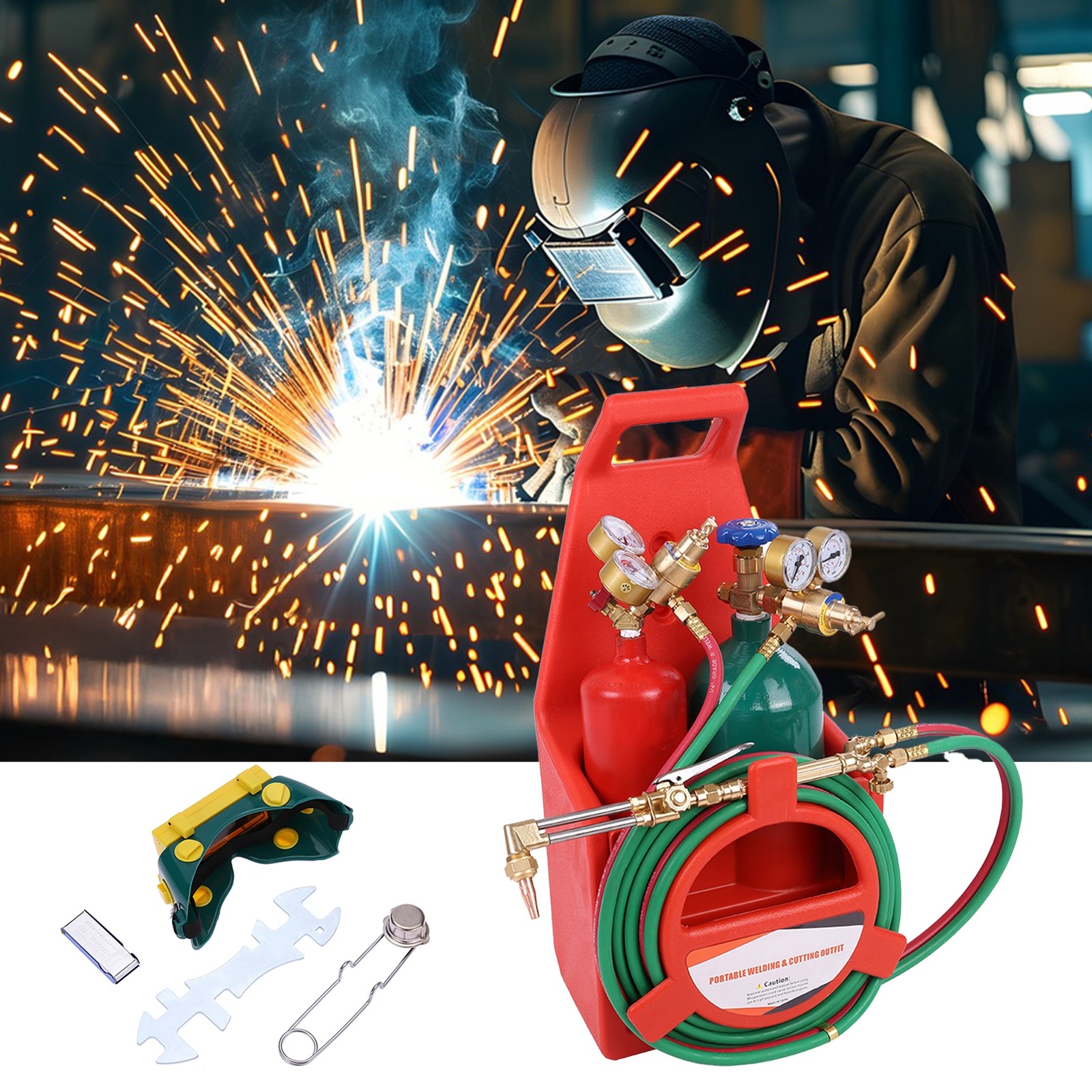 Brazing Welding Cutting Torch Kit w/Oxygen Acetylene with 4L Tanks Regulator