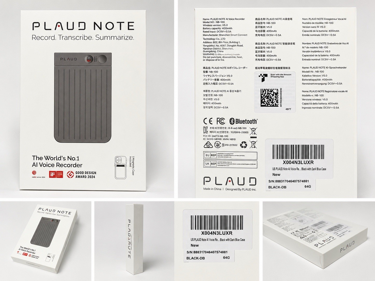 PLAUD NOTE AI Voice Recorder 64GB Black NEW Sealed + Magnetic Case Included