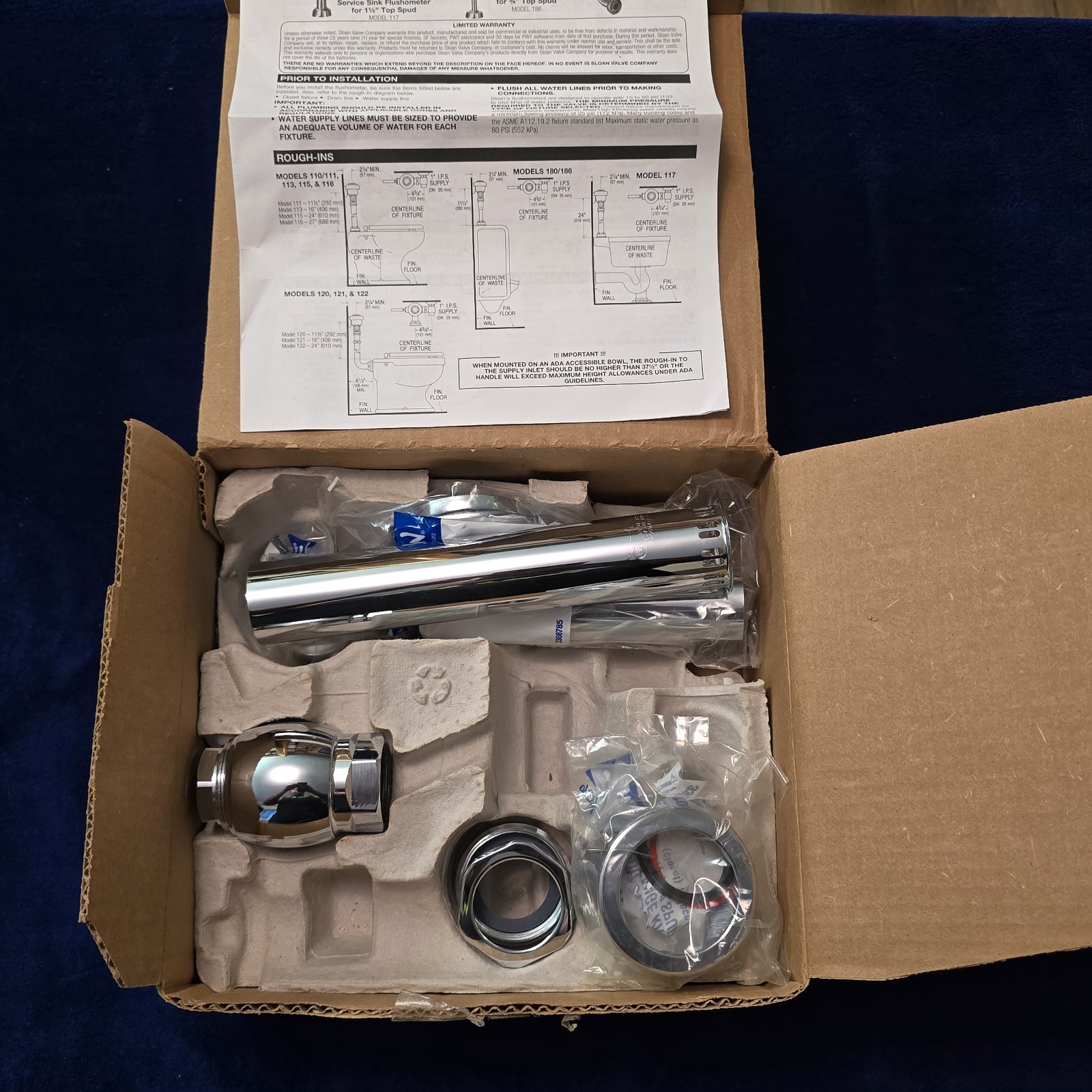 Sloan Royal 111 Chrome Manual Water Closet Flushometer 1.6 GPF (READ)