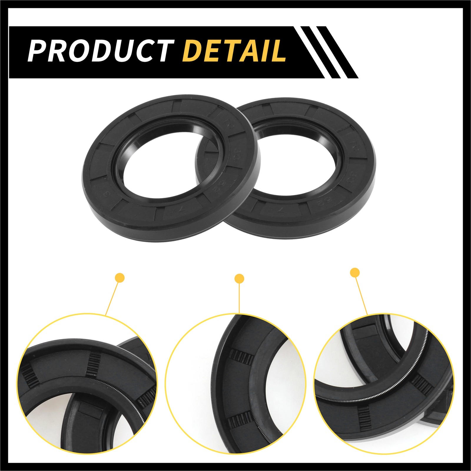Oil Seal TC Double Lip W Steel Spring Seal Ring Rotary Shaft Seal 30x52x7mm 5pcs