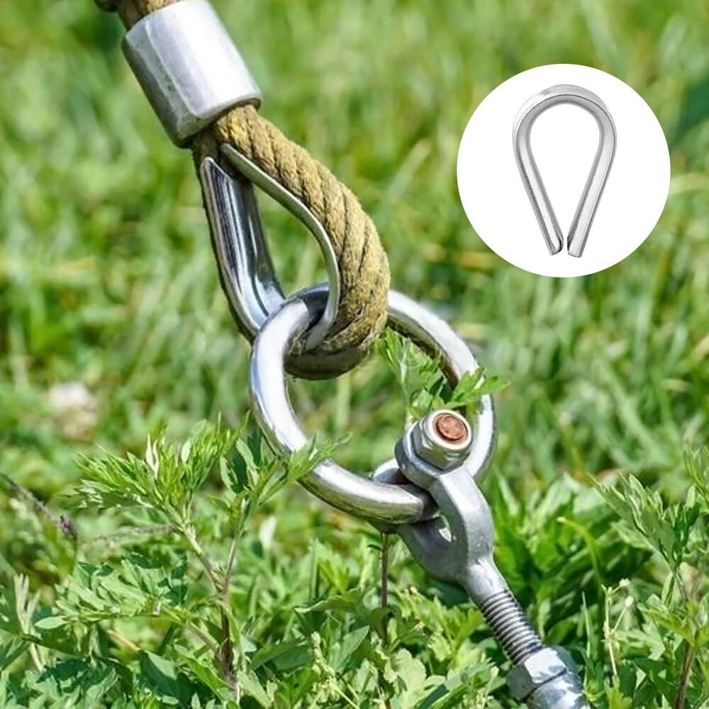 Wire Rope Thimble Clamp Stainless Steel Marine Grade 304 A2 Cable Clip Loop