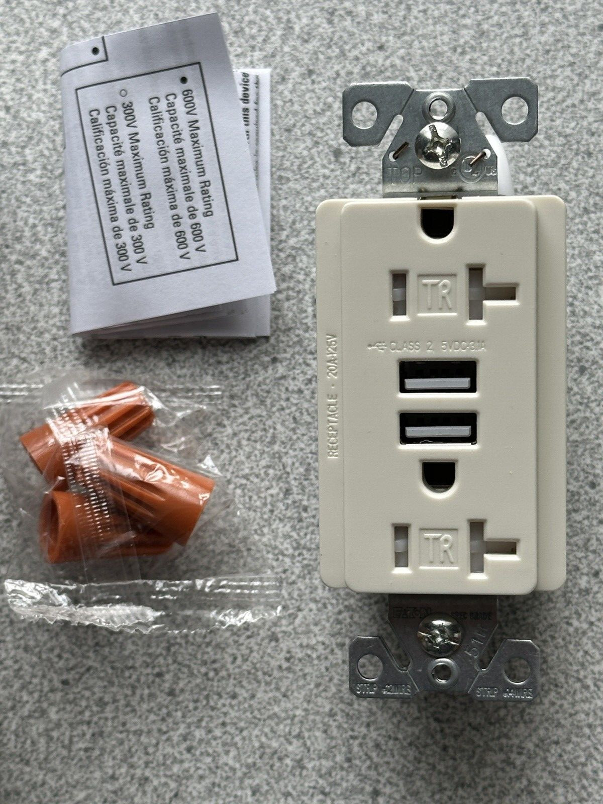 NEW Eaton TR7756LA Combo Duplex Receptacle Outlet w/ 2 USB Charger Tamper Resist