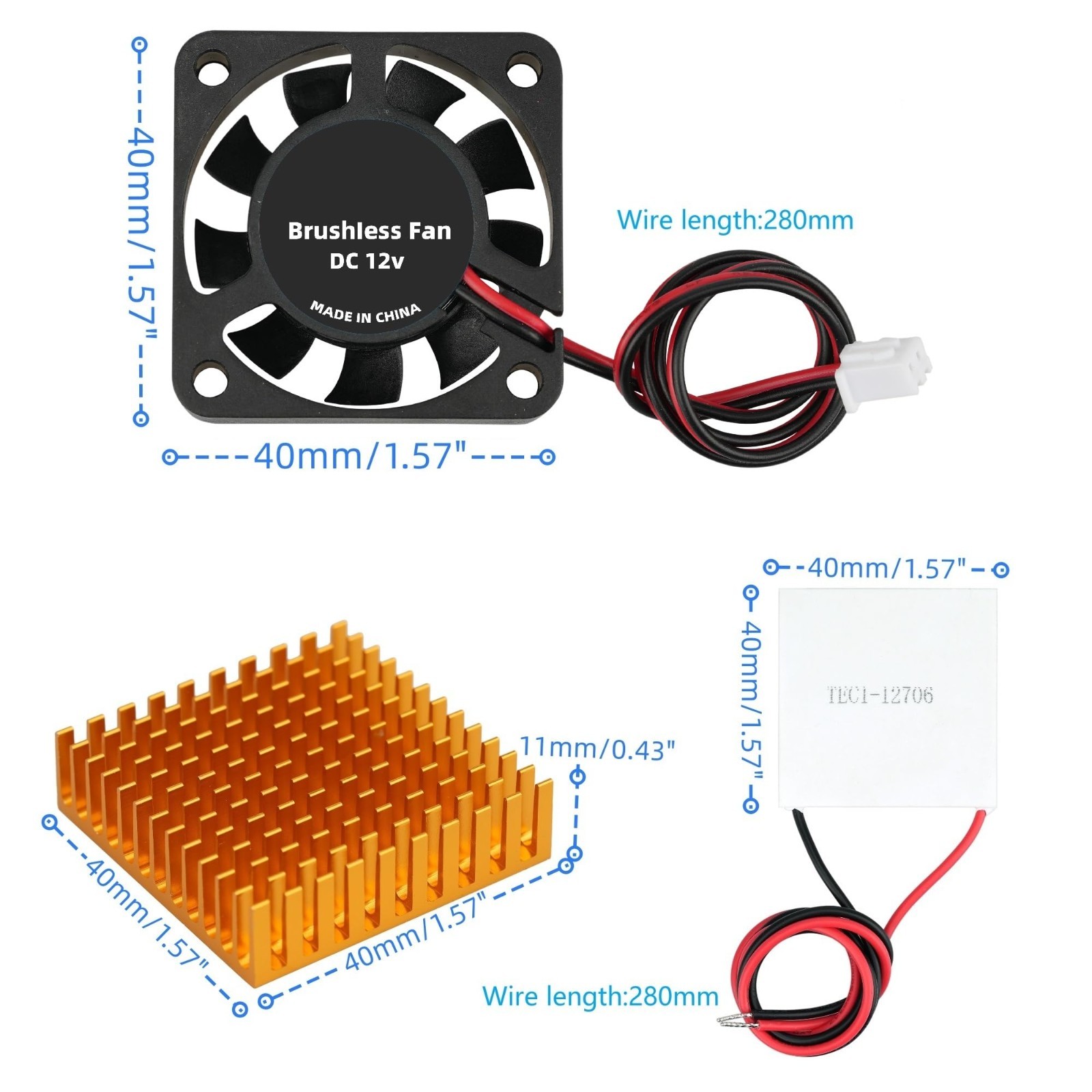 3 Sets Peltier Cooler Module Kit – 6A 12V Cooling Panel, Heat Sinks & Fan