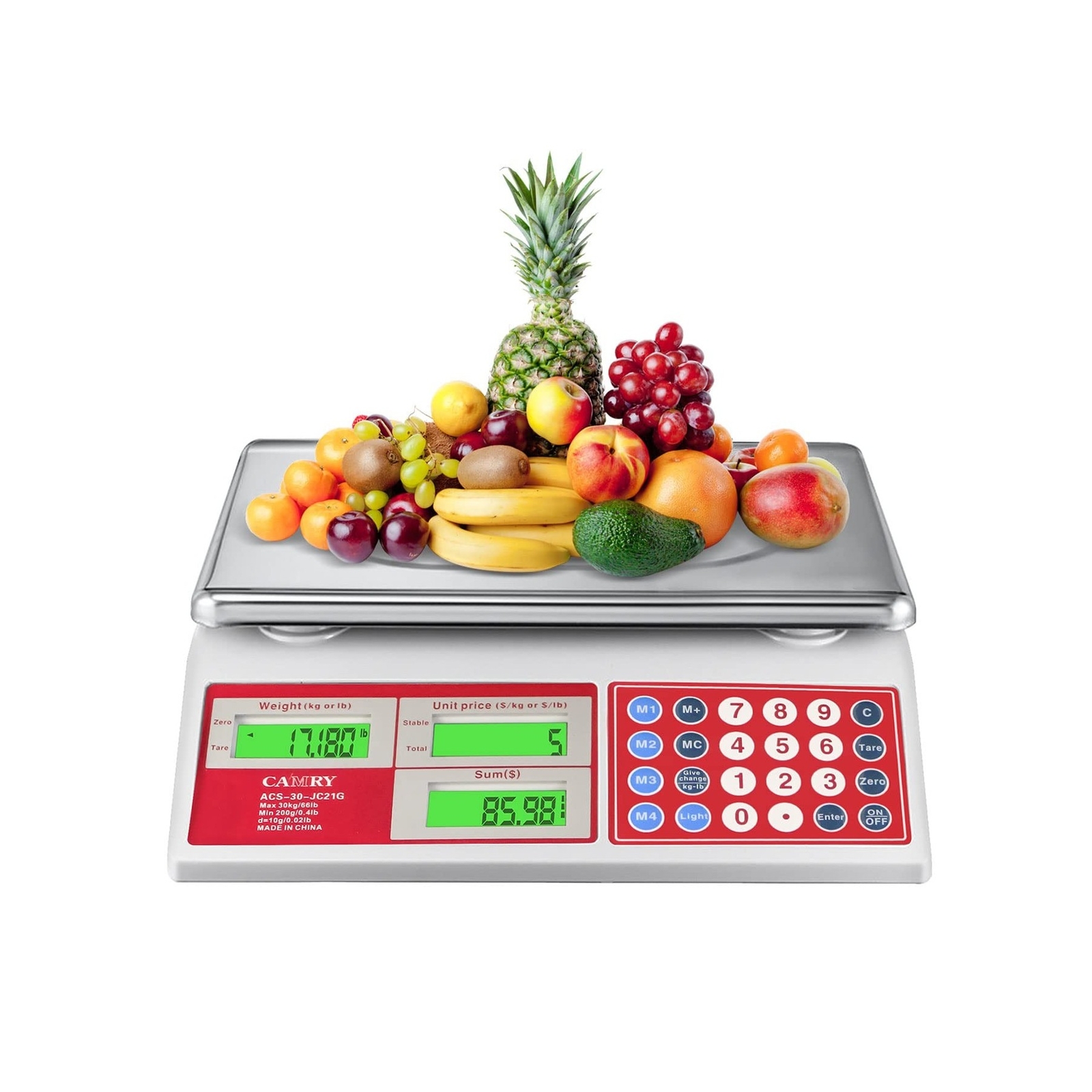 CAMRY Digital Price Computing Scale 66lb/30kg Commercial Produce Scale with S…
