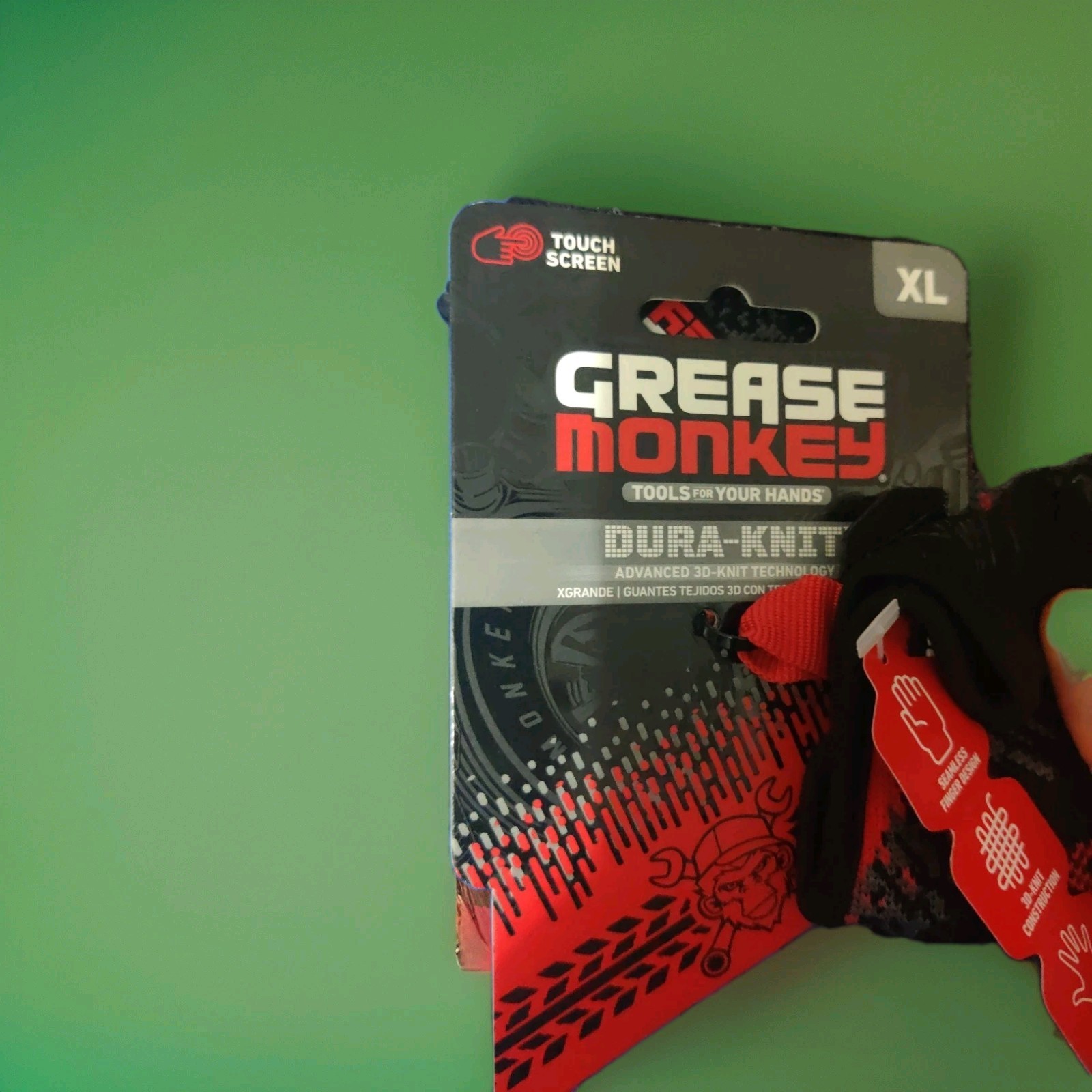 Grease Monkey Dura-knit XL Touch Screen Gloves Red Black Grey Extreme Grip