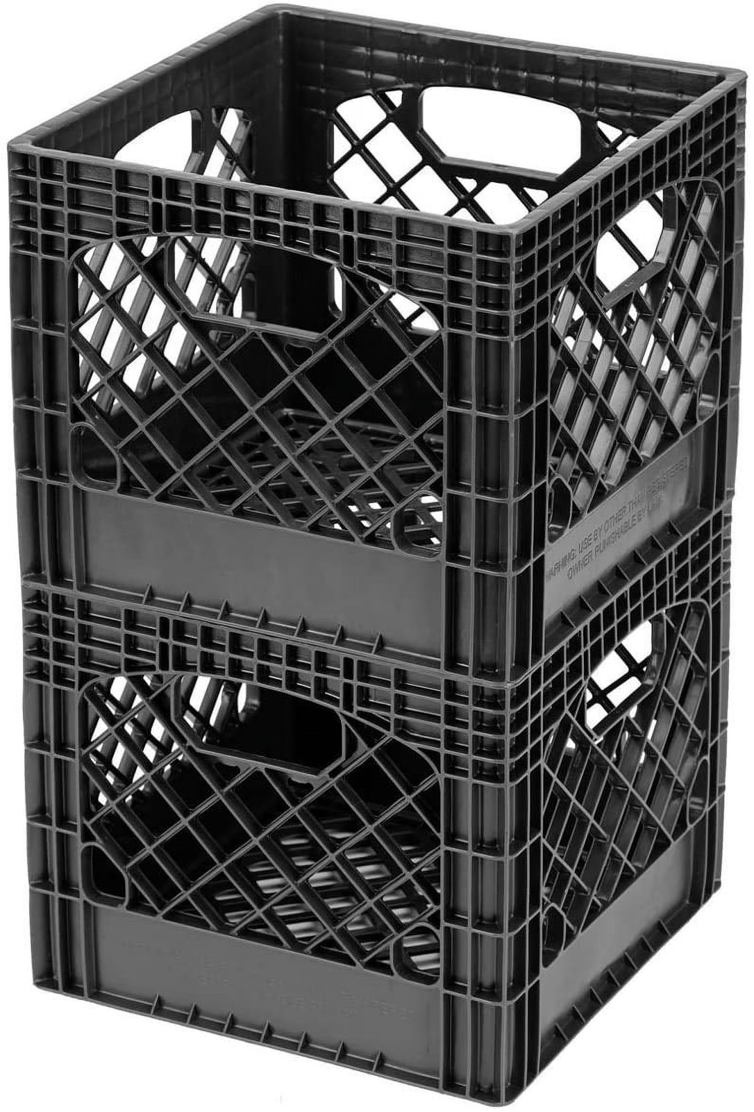 Juggernaut Storage Black 16QT Square Heavy Duty Milk Crate, 2 Pack