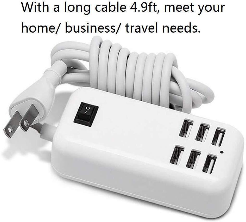 Multi 6 Port USB Hub Wall Charger Station Fast Charging Desktop AC Power Adapter
