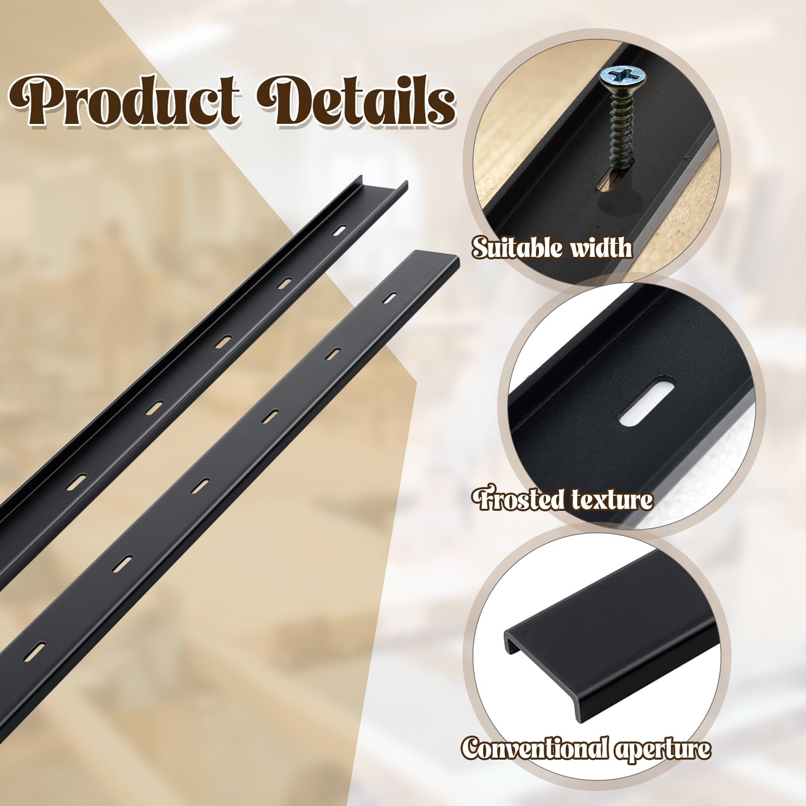Blulu 4 Pcs 36″ L X 2″ W C Channel Steel Support Metal 36″L X 2″W, Black