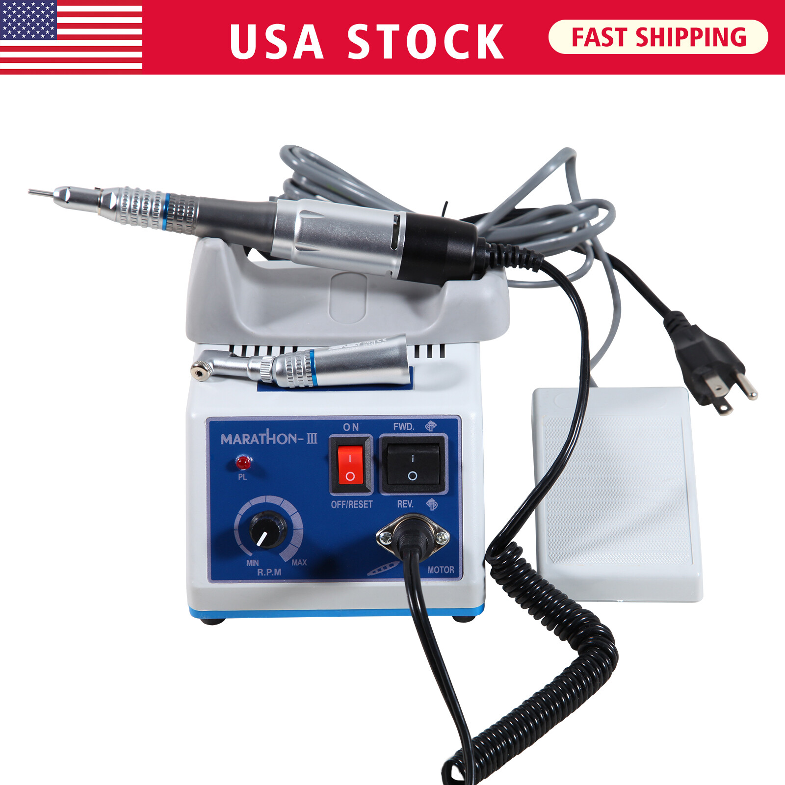 Lab Marathon Electric Micro Motor w/Slow Low Speed Handpiece 35K/35,000 r.p.m.