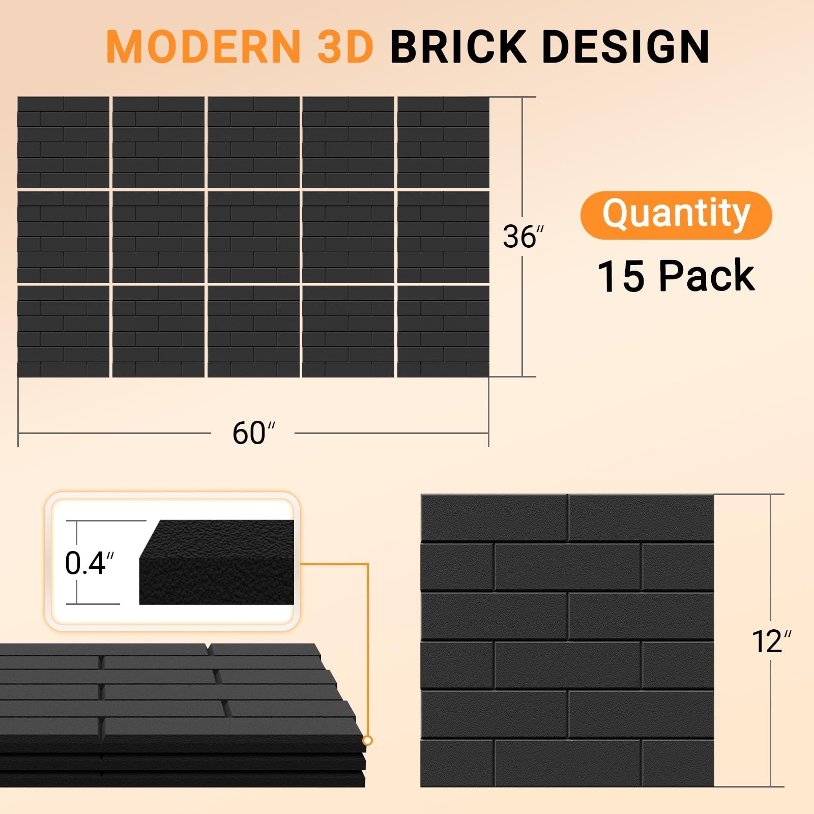 Clulutic15 Pack Acoustic Panels 12″ x 12″ x 0.4″, Self Adhesive Sound Absorbi…
