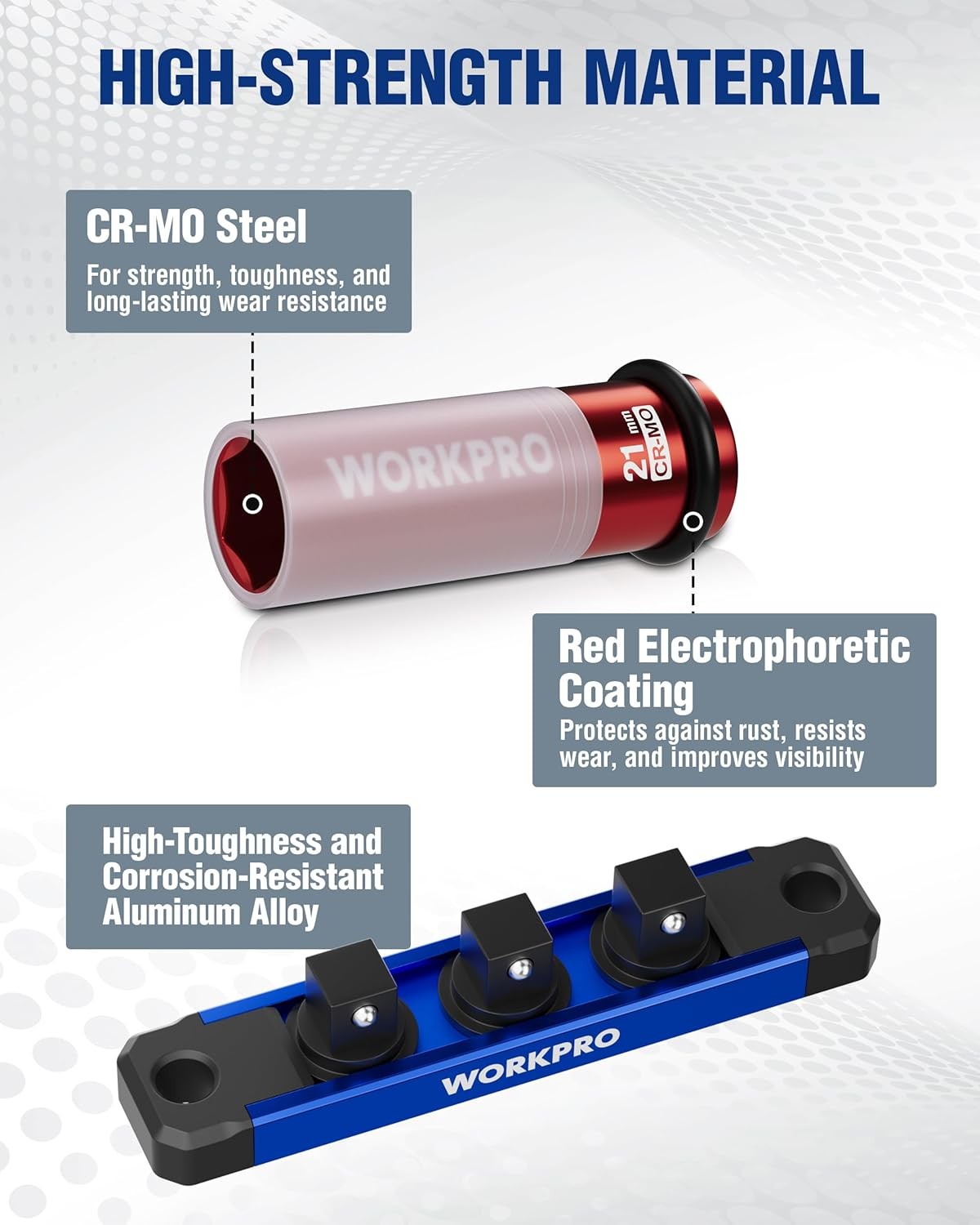 WORKPRO 3PC 1/2″ Drive Lug Nut Impact Socket Set Deep Thin Wall Socket 17-19-2mm