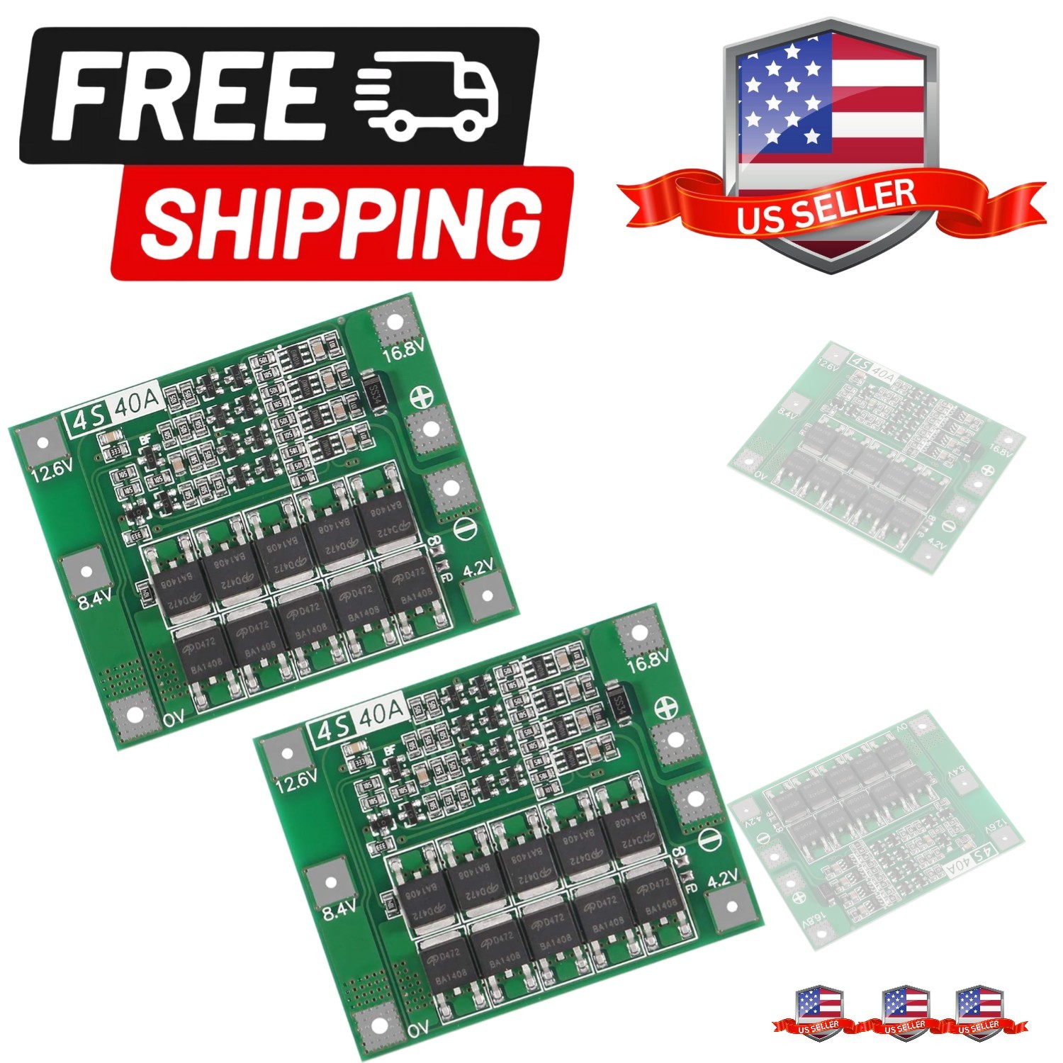 2Pack Enhanced 4S 40A 16.8V Li-ion Lithium Battery Protection Board PCB BMS C…