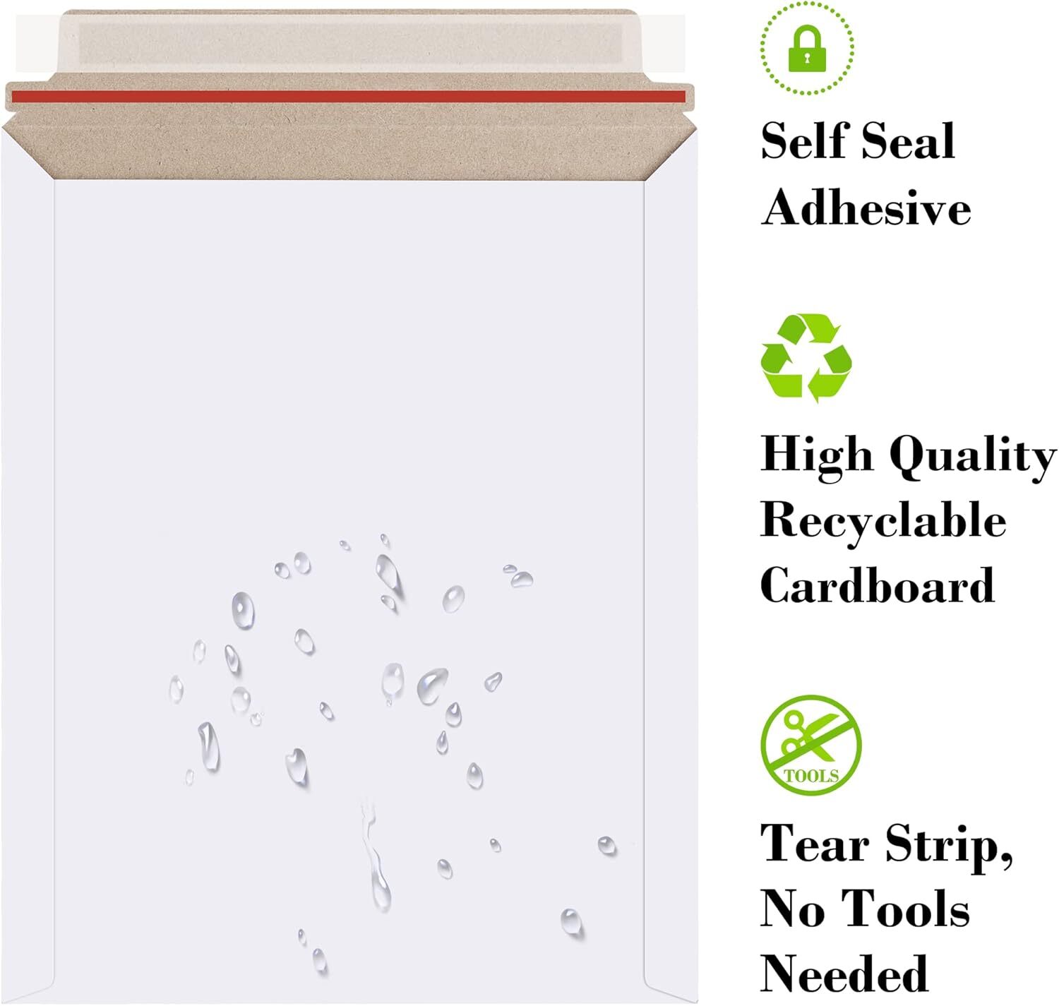 9.75″x12.25″&7”x9” White Rigid Photo Mailers Envelopes Flat Document Self-Seal