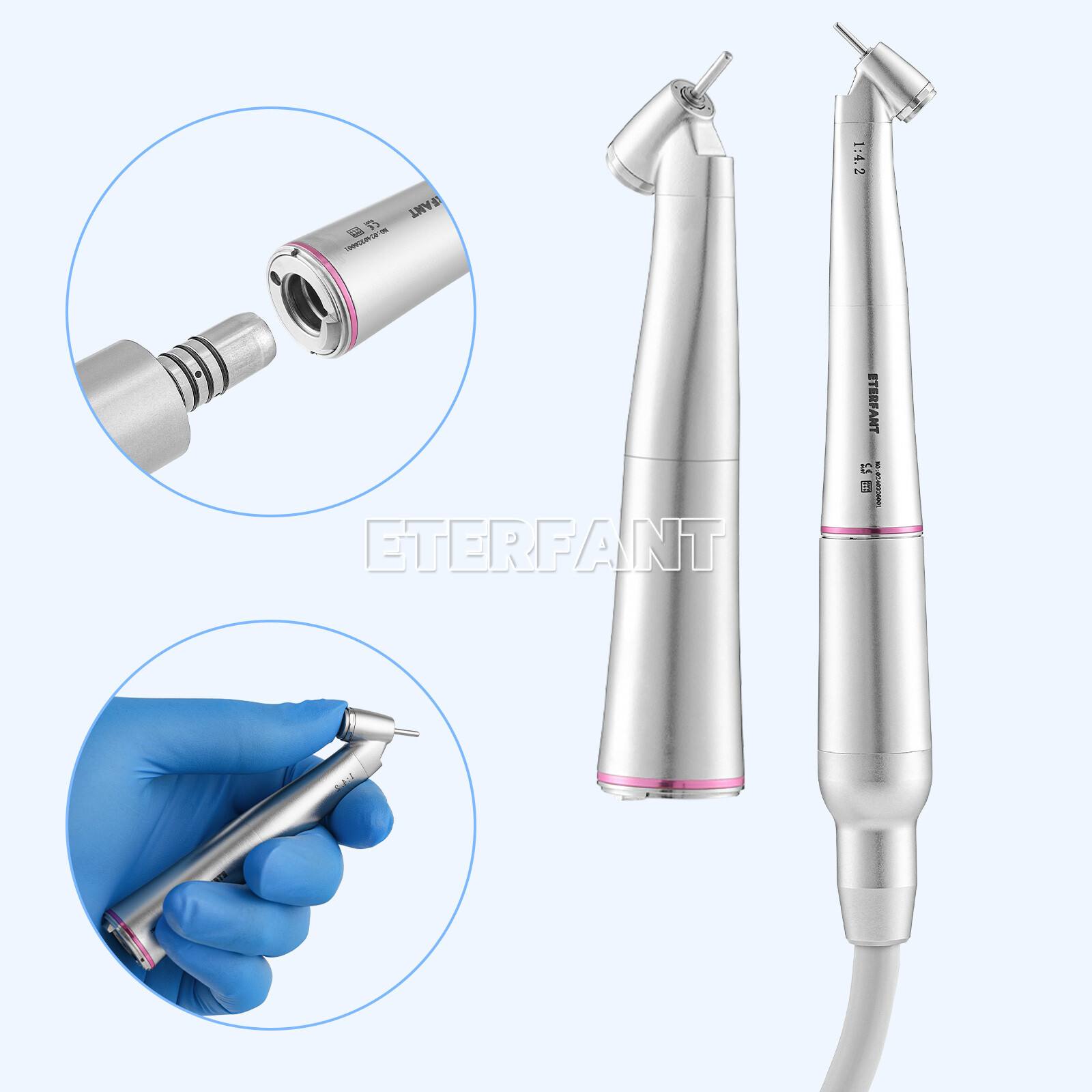 ENTERFANT Dental 1:1/1:4.2/20:1 Implant LED Fiber Optic Contra Angle Handpiece
