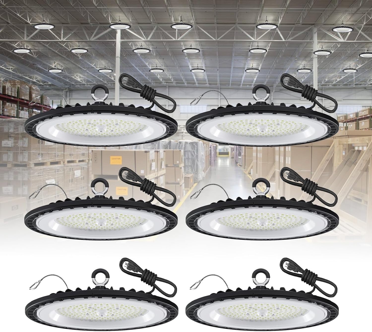 6 Pack 200W UFO LED High Bay Light – 21000 Lumens for Indoor/Outdoor Use