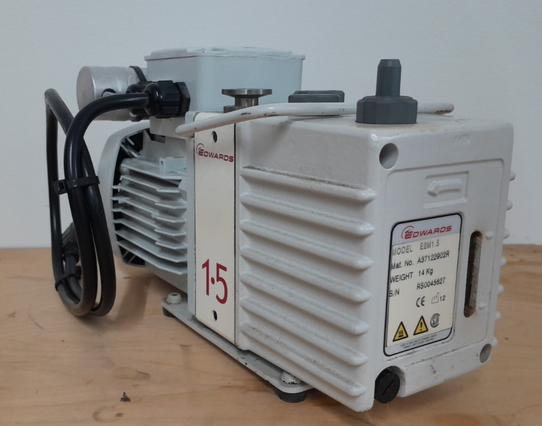Edwards E2M1.5 A37122902R Rotary Vane Vacuum Pump – TESTED ~0.0134 torr