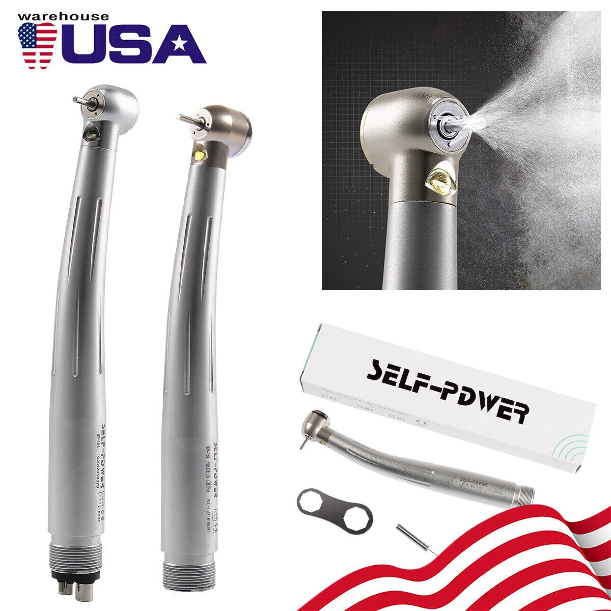 NSK Style Dental Fiber Optic LED E-generator/High Speed Handpiece 2/4Hole CE FDA