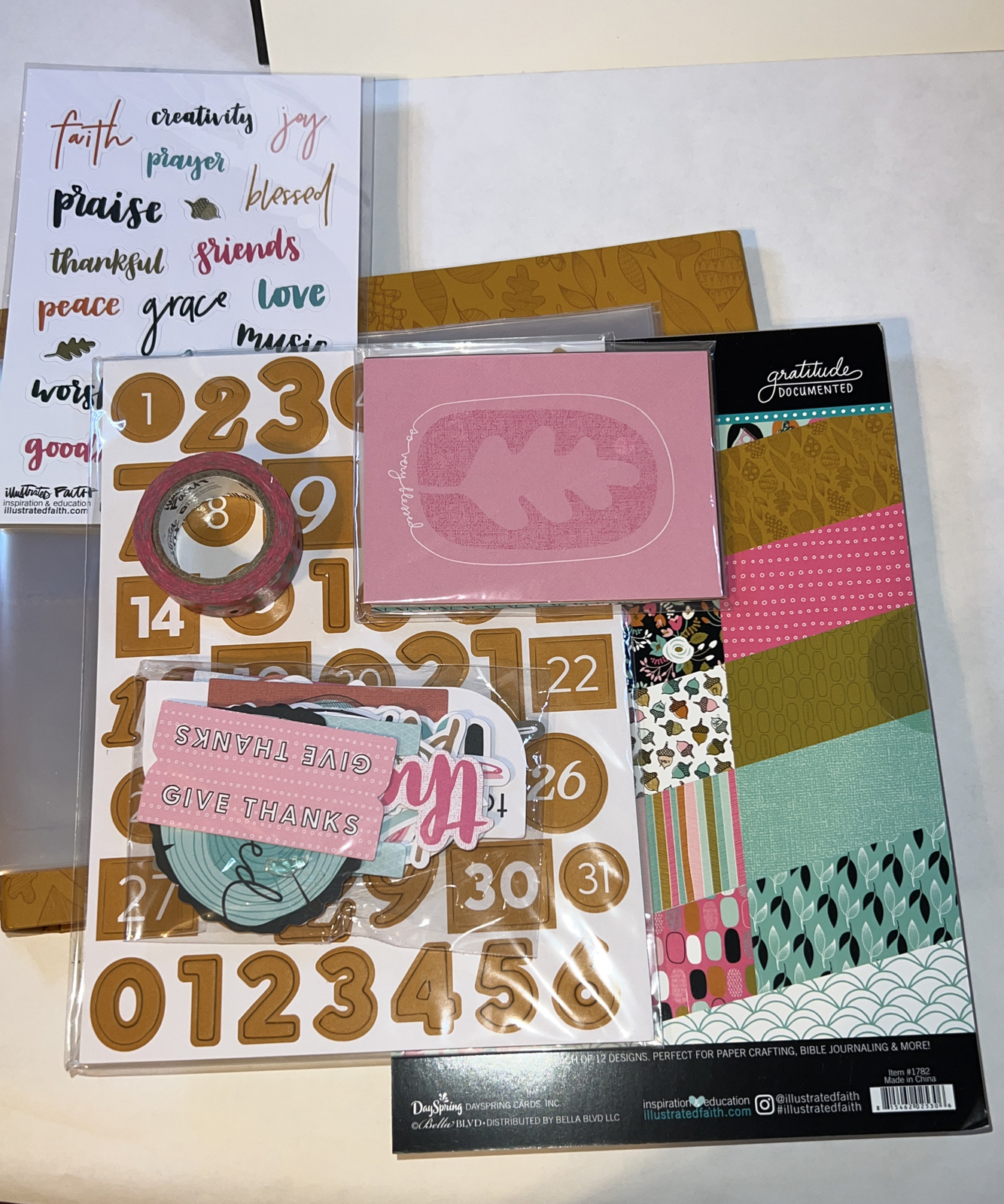 7+ Piece Illustrated Faith Journal Binder Kit Paper 6×8 Stickers Washi Ephemera
