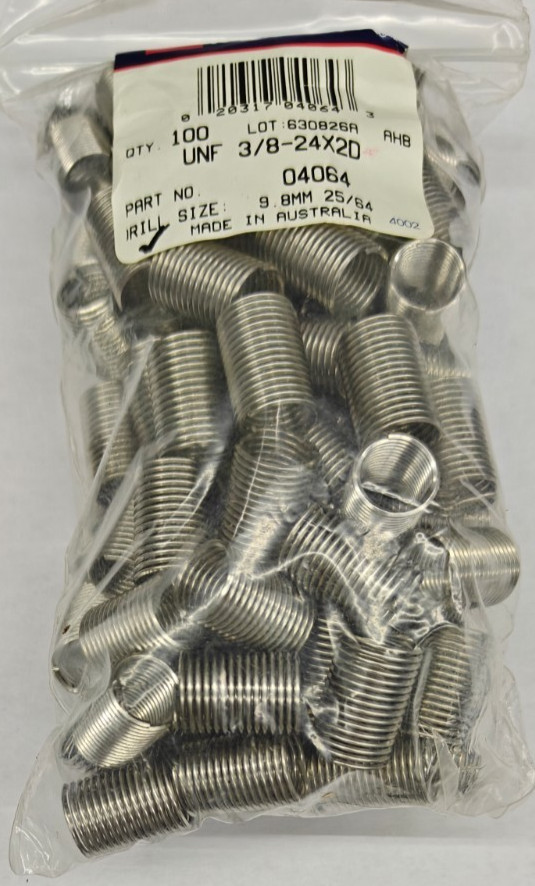 98 Pcs Recoil 3/8″-24x2D UNF Wire Inserts Free Running 04064
