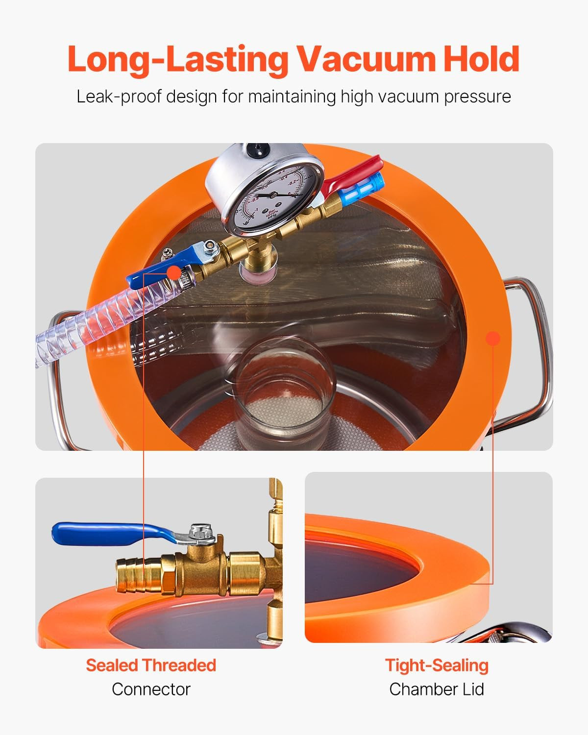 5 Gallon Vacuum Chamber and 3.5 CFM Pump Kit, Stainless Steel Chamber, Single St