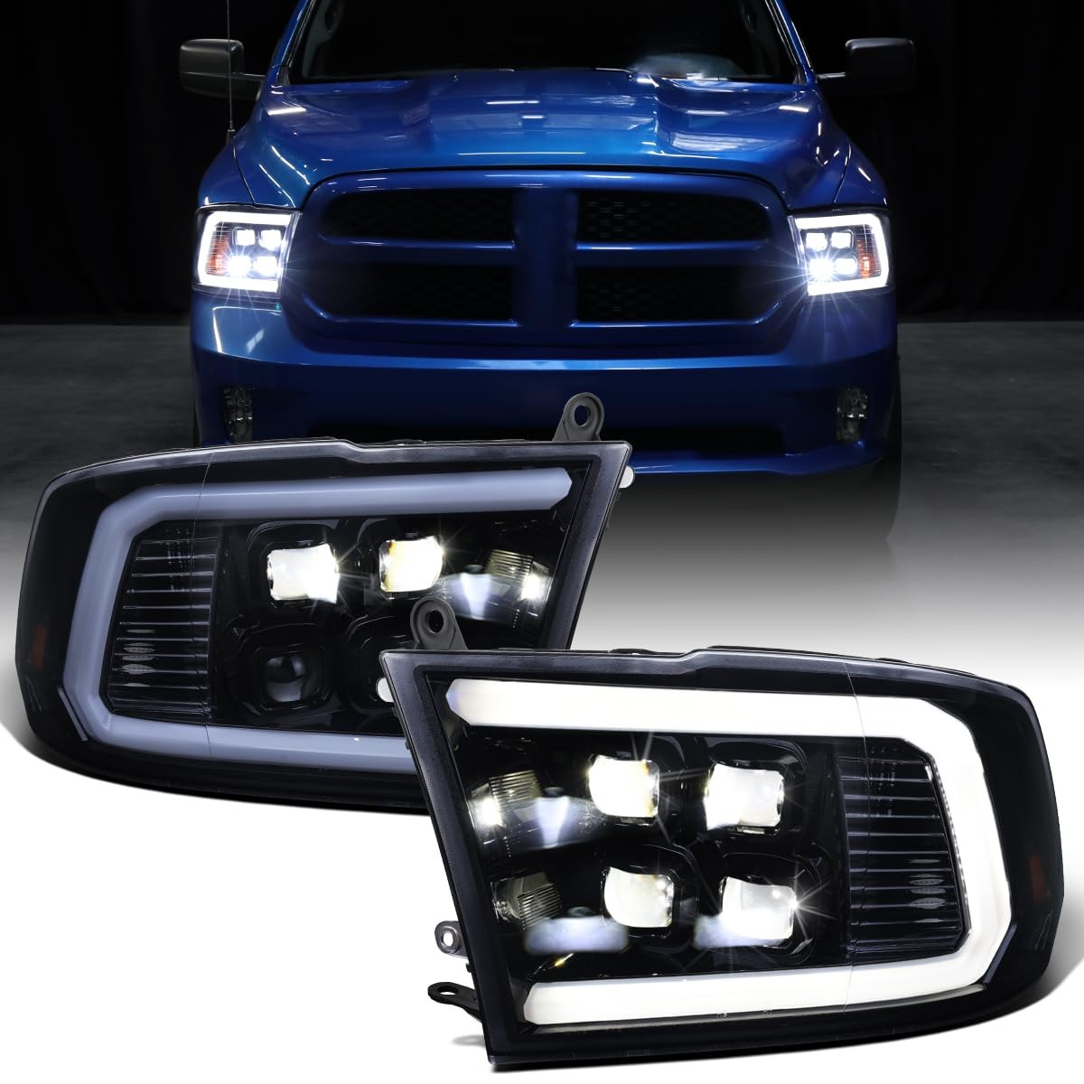 LED Quad Projector Headlights 09-18 for Ram 1500-3500 19-24 for Ram 1500 Classic
