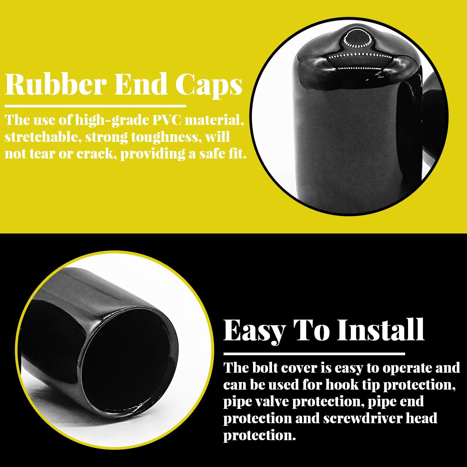 Rubber End Caps 1/8 Inch 3mm Black 100 Pcs – Screw Thread Protectors