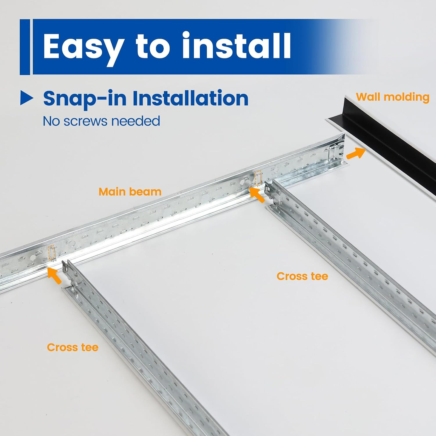 10Pack White Wall Molding Drop Ceiling Grid Kit Total Length 60Ft Galvanized Ste