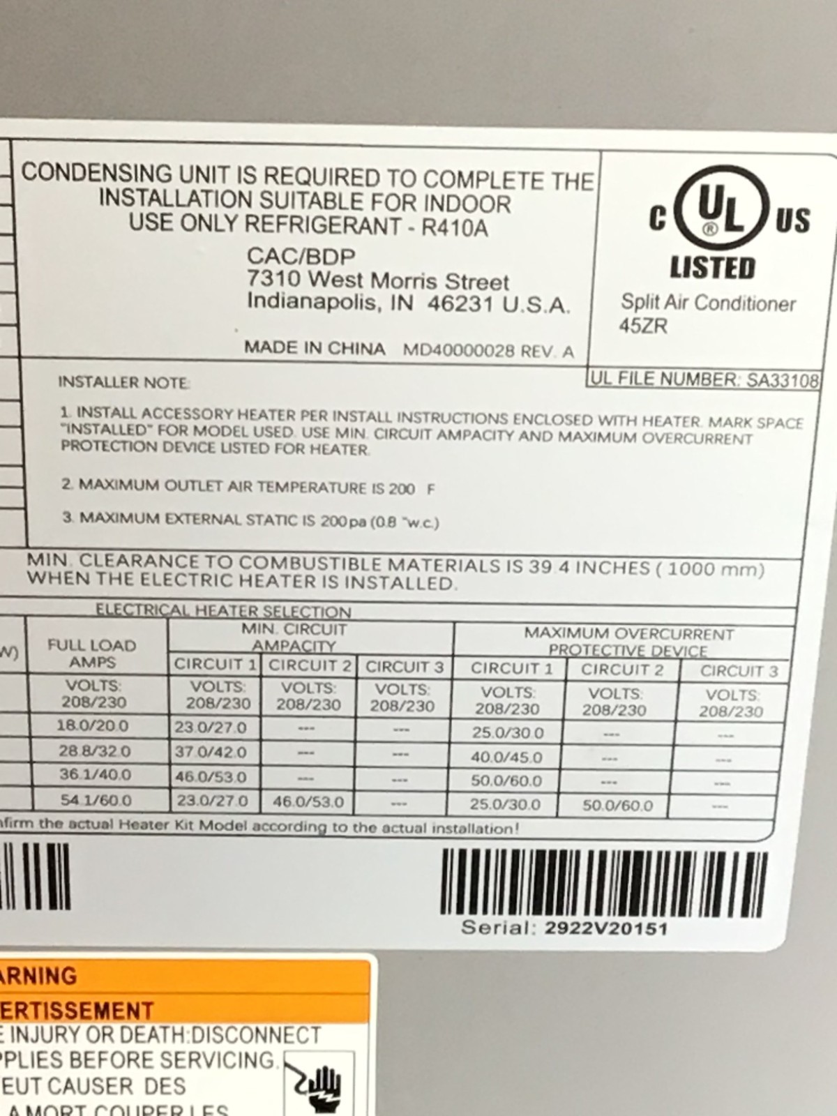 Carrier 40MUAAQ30XA3 30,000 BTU Ductless Mini Split Indoor Air Handler 2.5 NEW