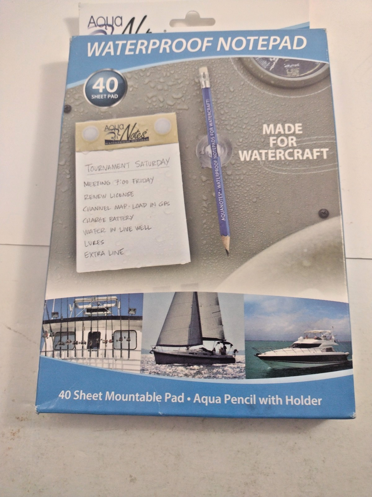 Aqua Boat Notes Waterproof Notepad (MADE IN THE USA) 40 Sheet Pack Aqua Pencil